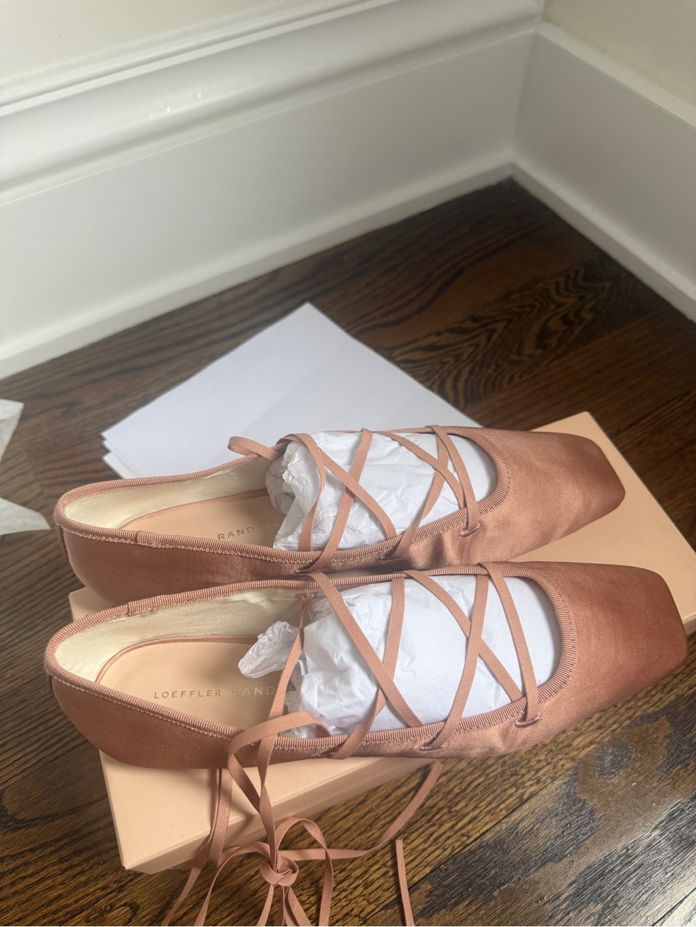 Loeffler Randal Louisa lace-up satin ballet flats Sz 10b - Picture 5 of 8